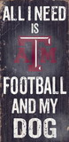 Texas A&M Aggies Wood Sign - Football and Dog 6"x12"