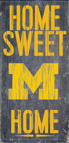 Michigan Wolverines Wood Sign - Home Sweet Home 6"x12"