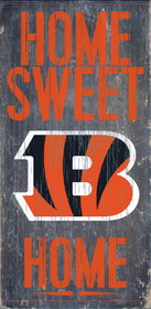 Cincinnati Bengals Wood Sign - Home Sweet Home 6"x12"