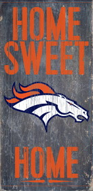 Denver Broncos Wood Sign - Home Sweet Home 6"x12"