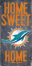 Miami Dolphins Wood Sign - Home Sweet Home 6"x12"