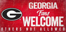 Georgia Bulldogs Wood Sign Fans Welcome 12x6