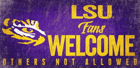 LSU Tigers Sign Wood 12x6 Fans Welcome Design