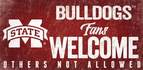 Mississippi State Bulldogs Wood Sign Fans Welcome 12x6