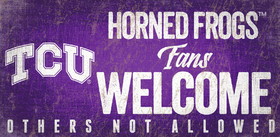 TCU Horned Frogs Sign Wood 12x6 Fans Welcome Design