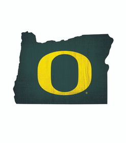 Oregon Ducks Sign Wood 12 Inch Team Color State Shape Design