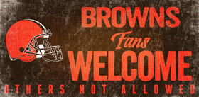 Cleveland Browns Wood Sign Fans Welcome 12x6