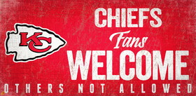 Kansas City Chiefs Wood Sign Fans Welcome 12x6