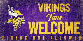 Minnesota Vikings Wood Sign Fans Welcome 12x6