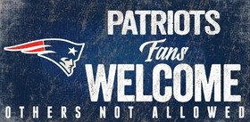 New England Patriots Wood Sign Fans Welcome 12x6