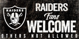 Las Vegas Raiders Wood Sign Fans Welcome 12x6
