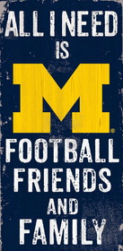 Michigan Wolverines Sign Wood 6x12 Football Friends and Family Design Color