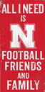 Nebraska Cornhuskers Sign Wood 6x12 Football Friends and Family Design Color