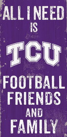 TCU Horned Frogs Sign Wood 6x12 Football Friends and Family Design Color