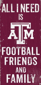 Texas A&M Aggies Sign Wood 6x12 Football Friends and Family Design Color