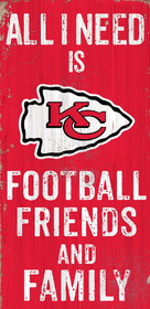 Kansas City Chiefs Sign Wood 6x12 Football Friends and Family Design Color