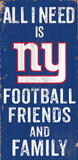 New York Giants Sign Wood 6x12 Football Friends and Family Design Color