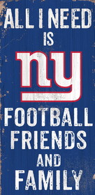 New York Giants Sign Wood 6x12 Football Friends and Family Design Color