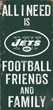 New York Jets Sign Wood 6x12 Football Friends and Family Design Color