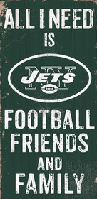 New York Jets Sign Wood 6x12 Football Friends and Family Design Color