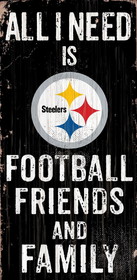 Pittsburgh Steelers Sign Wood 6x12 Football Friends and Family Design Color