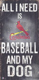 St. Louis Cardinals Sign Wood 6x12 Baseball and Dog Design