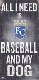 KC Royals Sign Wood 6x12 Baseball and Dog Design