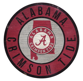 Alabama Crimson Tide Sign Wood 12 Inch Round State Design