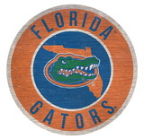 Florida Gators Sign Wood 12 Inch Round State Design