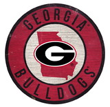 Georgia Bulldogs Sign Wood 12 Inch Round State Design