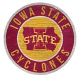 Iowa State Cyclones Sign Wood 12 Inch Round State Design