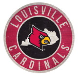 Louisville Cardinals Sign Wood 12 Inch Round State Design