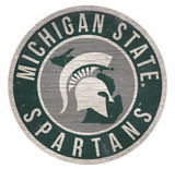 Michigan State Spartans Sign Wood 12 Inch Round State Design
