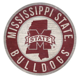 Mississippi State Bulldogs Sign Wood 12 Inch Round State Design