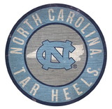 North Carolina Tar Heels Sign Wood 12 Inch Round State Design