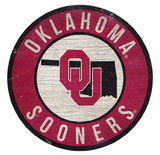 Oklahoma Sooners Sign Wood 12 Inch Round State Design
