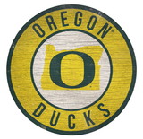Oregon Ducks Sign Wood 12 Inch Round State Design