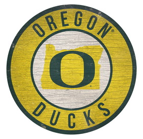 Oregon Ducks Sign Wood 12 Inch Round State Design