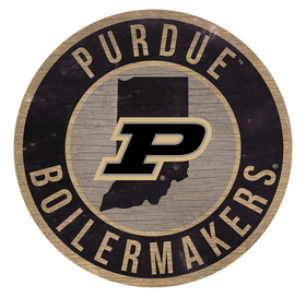 Purdue Boilermakers Sign Wood 12 Inch Round State Design