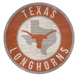 Texas Longhorns Sign Wood 12 Inch Round State Design