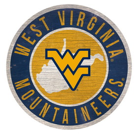 West Virginia Mountaineers Sign Wood 12 Inch Round State Design