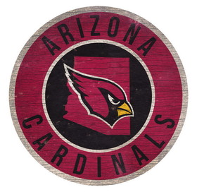 Arizona Cardinals Sign Wood 12 Inch Round State Design