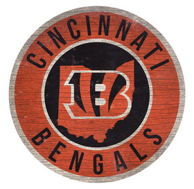 Cincinnati Bengals Sign Wood 12 Inch Round State Design