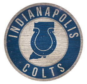 Indianapolis Colts Sign Wood 12 Inch Round State Design