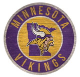 Minnesota Vikings Sign Wood 12 Inch Round State Design
