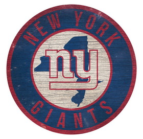 New York Giants Sign Wood 12 Inch Round State Design