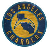Los Angeles Chargers Sign Wood 12 Inch Round State Design