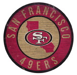 San Francisco 49ers Sign Wood 12 Inch Round State Design