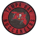 Tampa Bay Buccaneers Sign Wood 12 Inch Round State Design