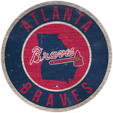 Atlanta Braves Sign Wood 12 Inch Round State Design